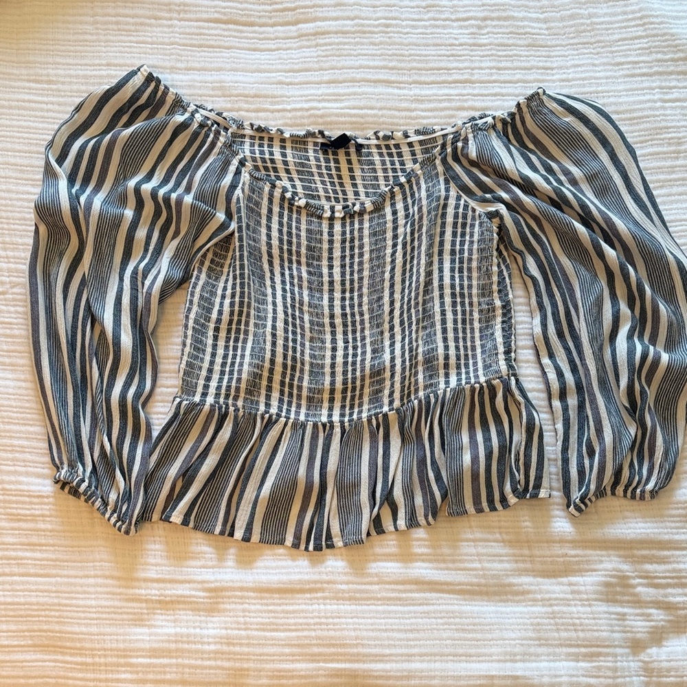 American Eagle Outfitters Black and White Striped Blouse